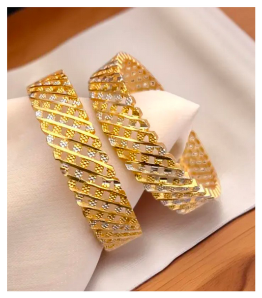 2 Pis HIGH BRASS GOLD TWO TONE BANGLES PREMIUM QUALITY FOR WOMEN AND GIRLS