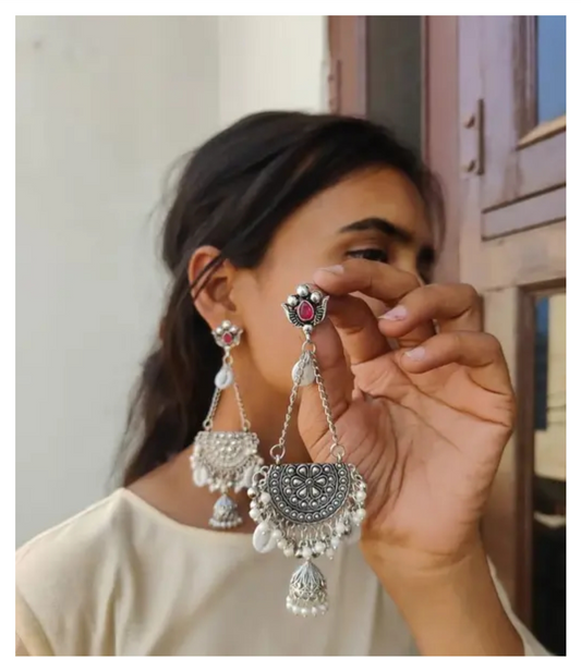 Stylish Oxidized Silver Plated Earring For Woman | New Earring | Long Earring | Artificial Earring For Woman