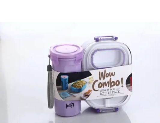 Wow combo 800 ml capacity Lunch box with 400 ml capacity bottle for kids, Airtight Tiffin box, leakproof 3 containers Lunch box , 400 ml bottle pack with lunchbox